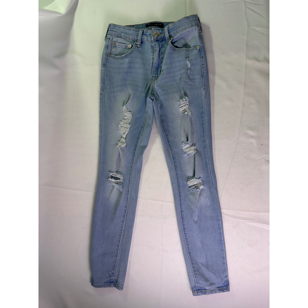 Aeropostale Distressed High Rise Jegging Light Wash Stretch Denim Jeans 4 Short